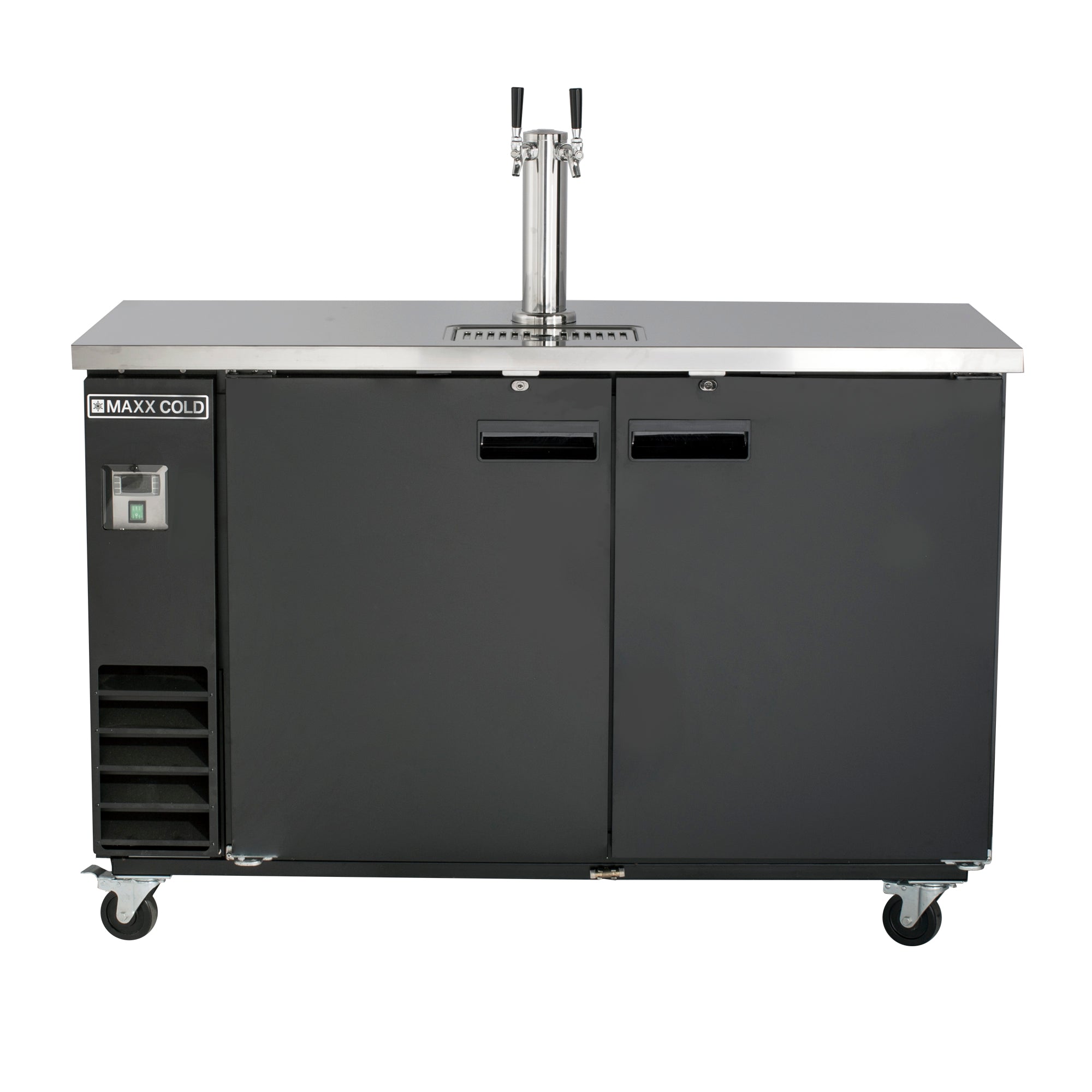 Maxx Cold Single Tower, 2 Tap Beer Dispenser, 2 Barrels/Kegs (402L), Black/Stainless Steel Top MXBD60-1BHC