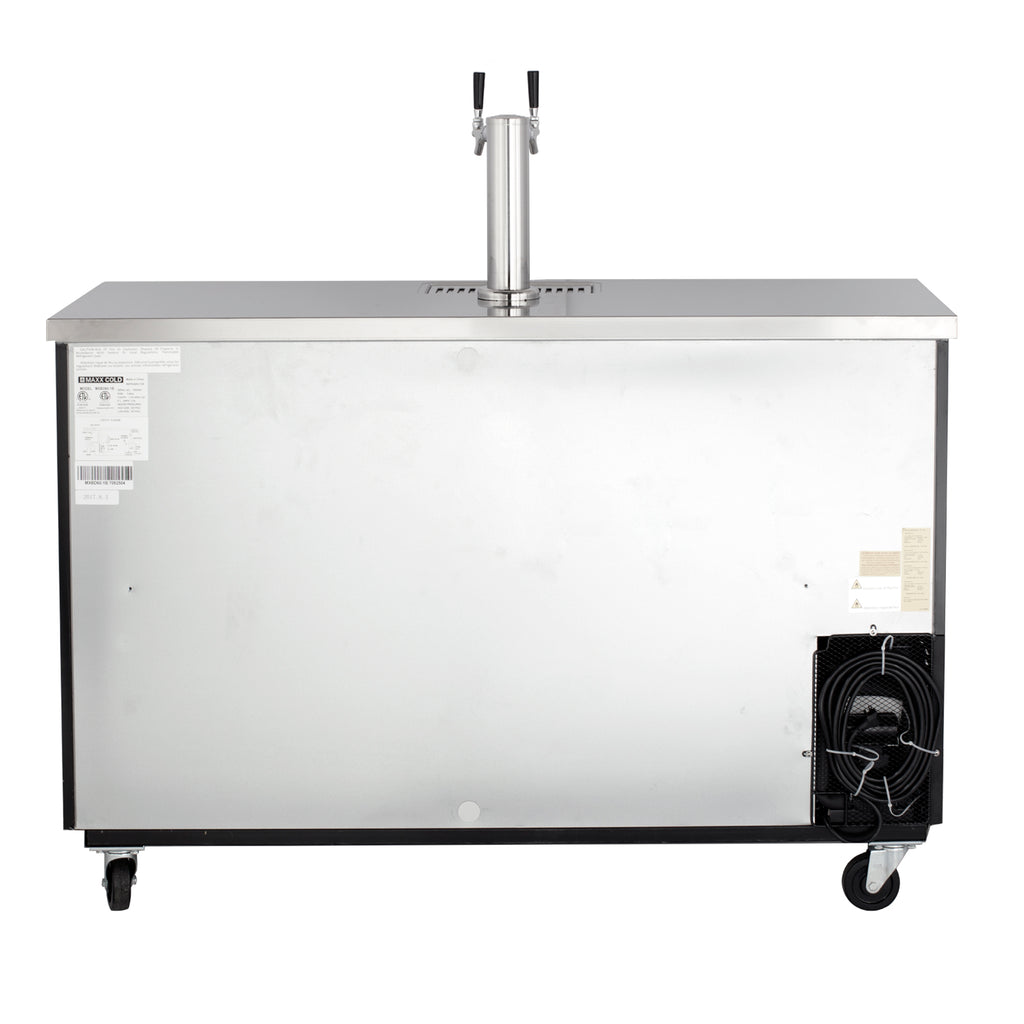 Maxx Cold Single Tower, 2 Tap Beer Dispenser, 2 Barrels/Kegs (402L), Black/Stainless Steel Top MXBD60-1BHC