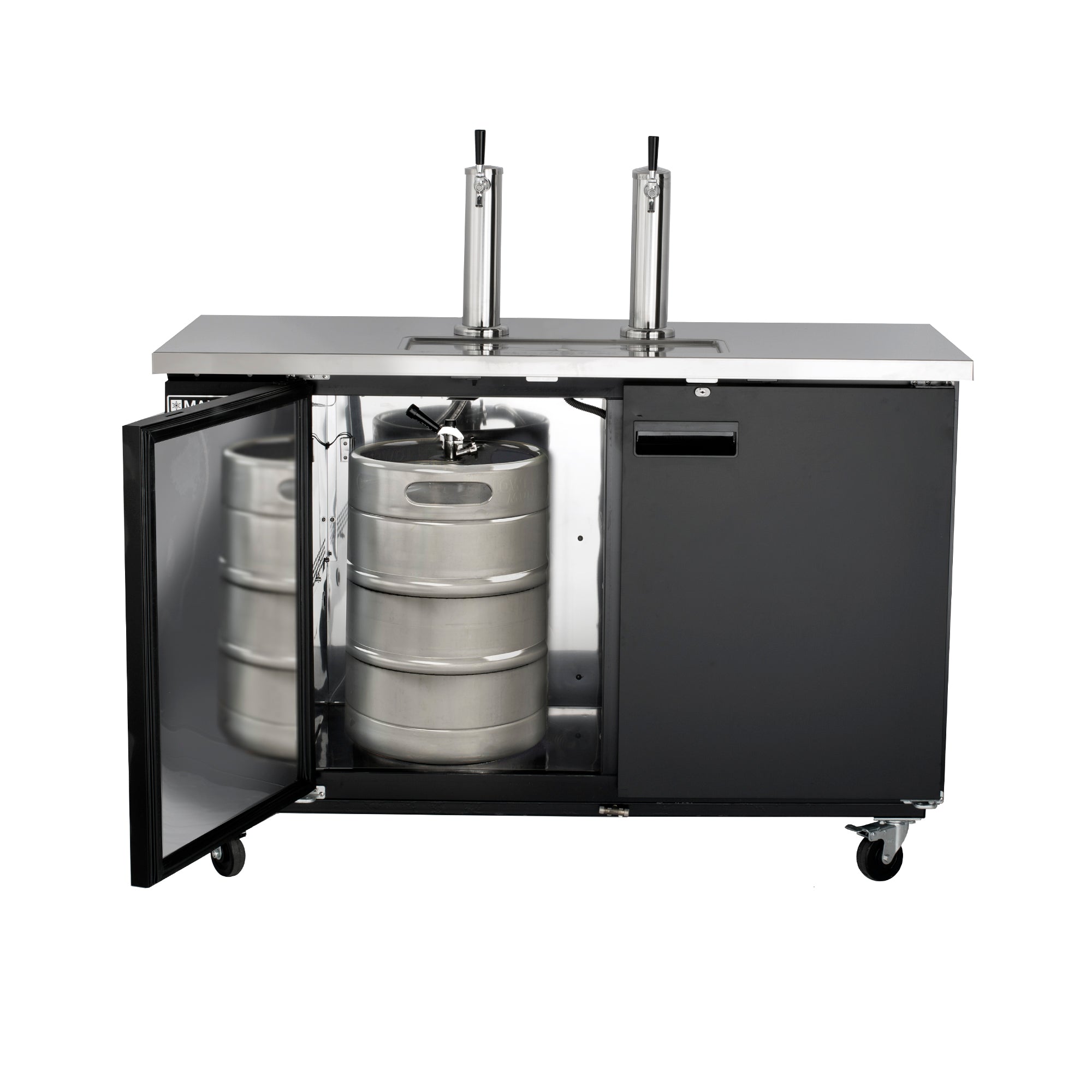 Maxx Cold Dual Tower Beer Dispenser, 14.2 cu. ft., 2 Barrels/Kegs (402L), in Black/Stainless Top MXBD60-2BHC