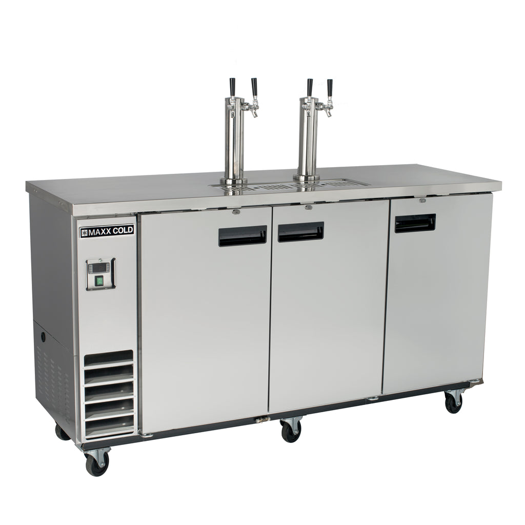 Maxx Cold Dual Tower, 2 Tap Beer Dispenser, 17.3 cu. ft., 3 Barrels/Kegs (490L) in Stainless Steel MXBD72-2SHC