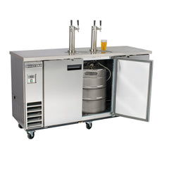 Maxx Cold Dual Tower, 2 Tap Beer Dispenser, 17.3 cu. ft., 3 Barrels/Kegs (490L) in Stainless Steel MXBD72-2SHC