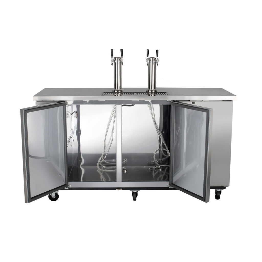 Maxx Cold Dual Tower, 2 Tap Beer Dispenser, 17.3 cu. ft., 3 Barrels/Kegs (490L) in Stainless Steel MXBD72-2SHC