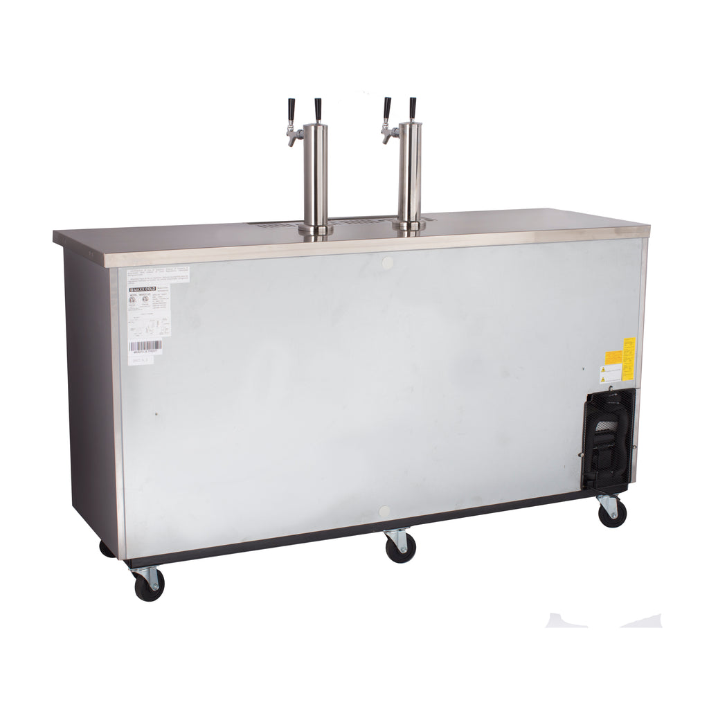 Maxx Cold Dual Tower, 2 Tap Beer Dispenser, 17.3 cu. ft., 3 Barrels/Kegs (490L) in Stainless Steel MXBD72-2SHC