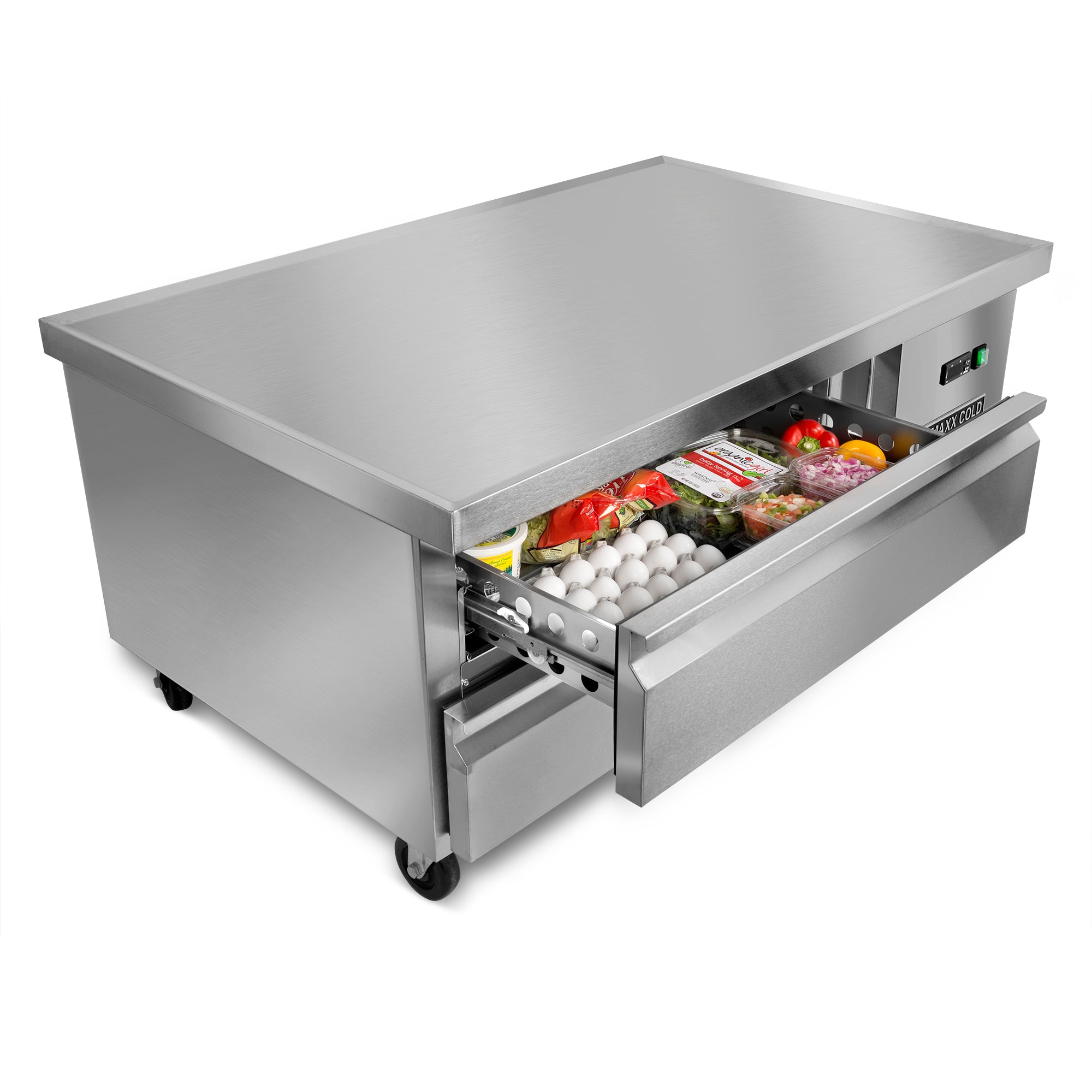 Maxx Cold Two-Drawer Refrigerated Chef Base, 6.5 cu. ft. Storage Capacity, in Stainless Steel MXCB48HC