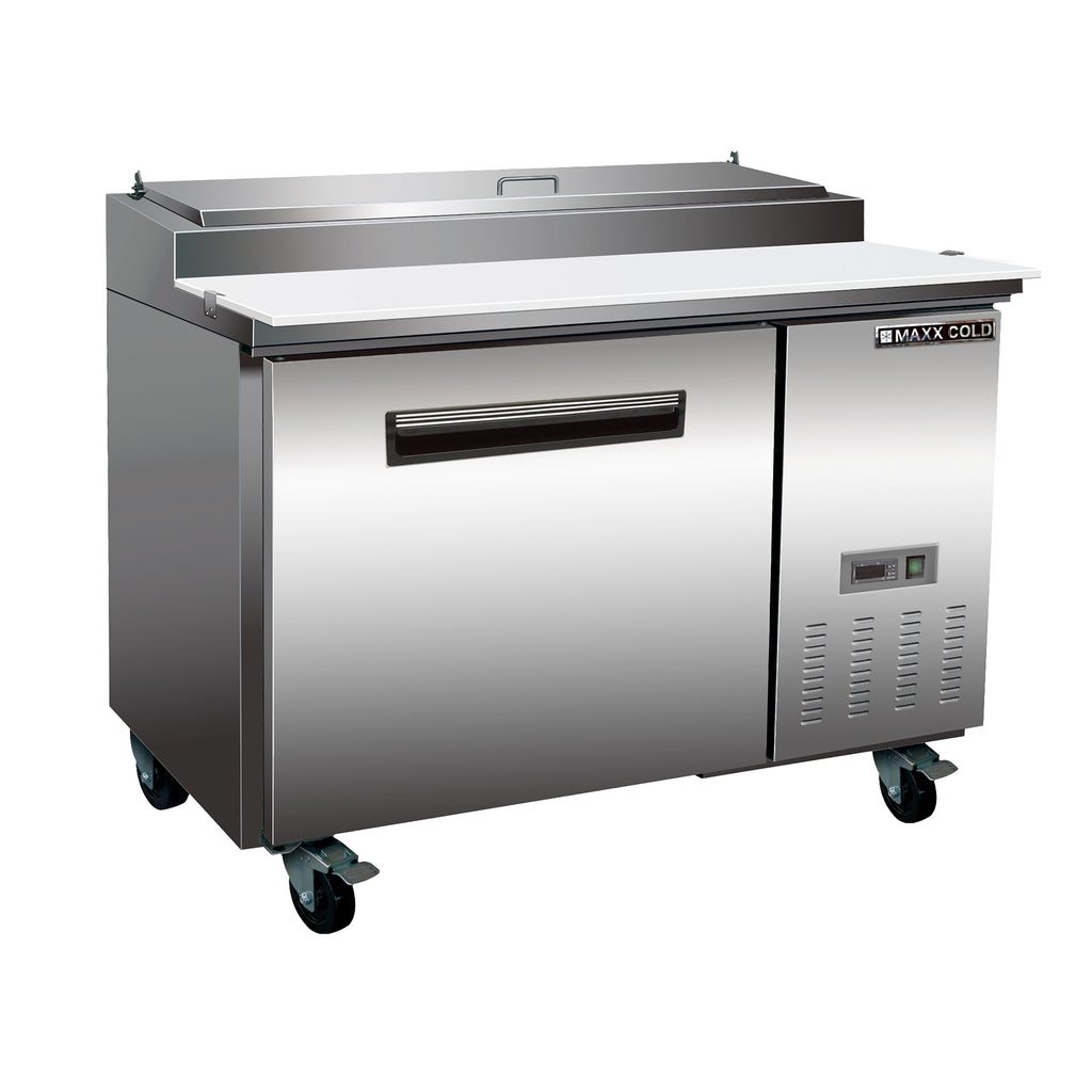 Maxx Cold One-Door Refrigerated Pizza Prep Table, 12 cu. ft. Storage Capacity, in Stainless Steel MXCPP50HC