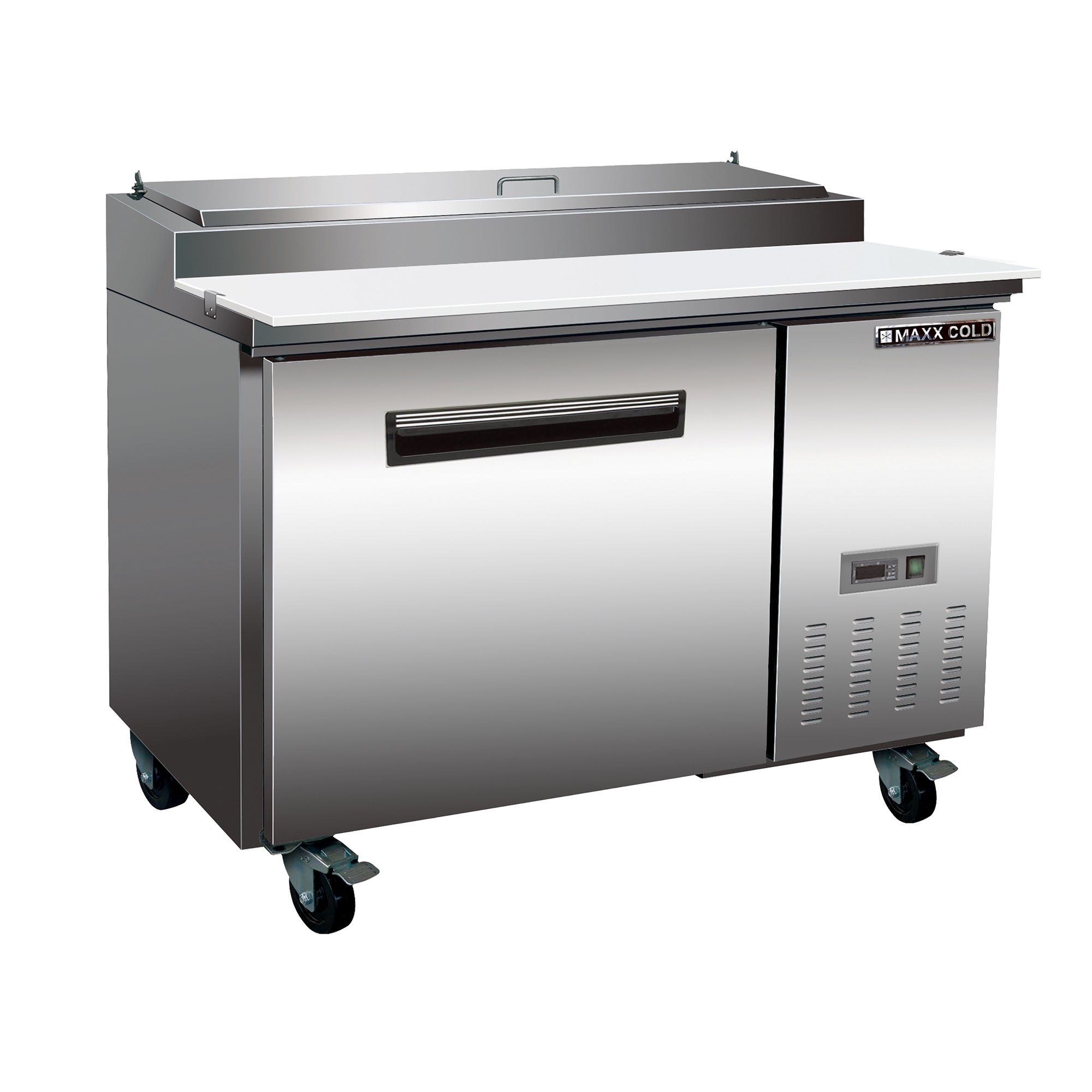 Maxx Cold One-Door Refrigerated Pizza Prep Table, 12 cu. ft. Storage Capacity, in Stainless Steel MXCPP50HC