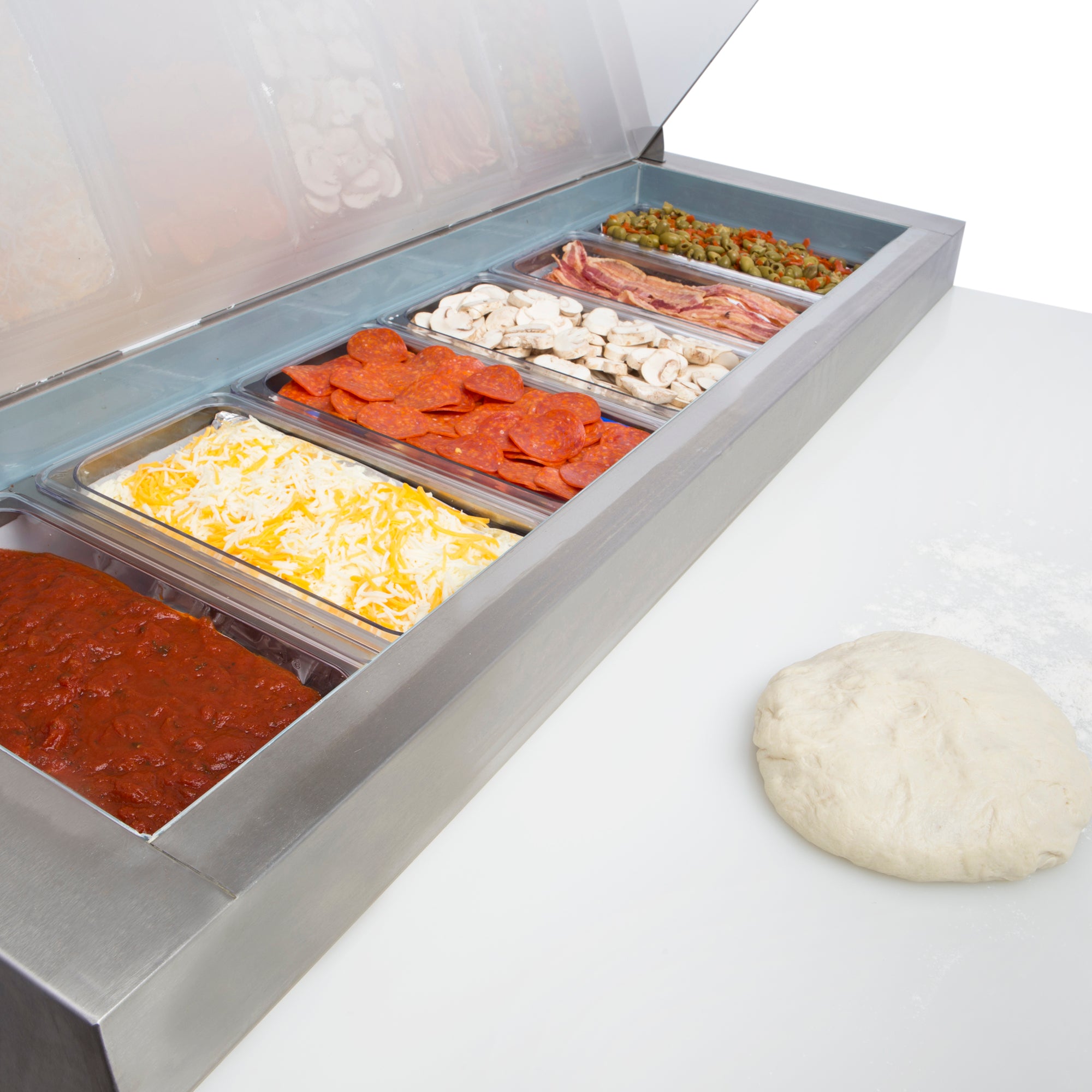Cold Pre Table Maxx Cold One-Door Refrigerated Pizza Prep Table, 12 cu. ft. Storage C ...