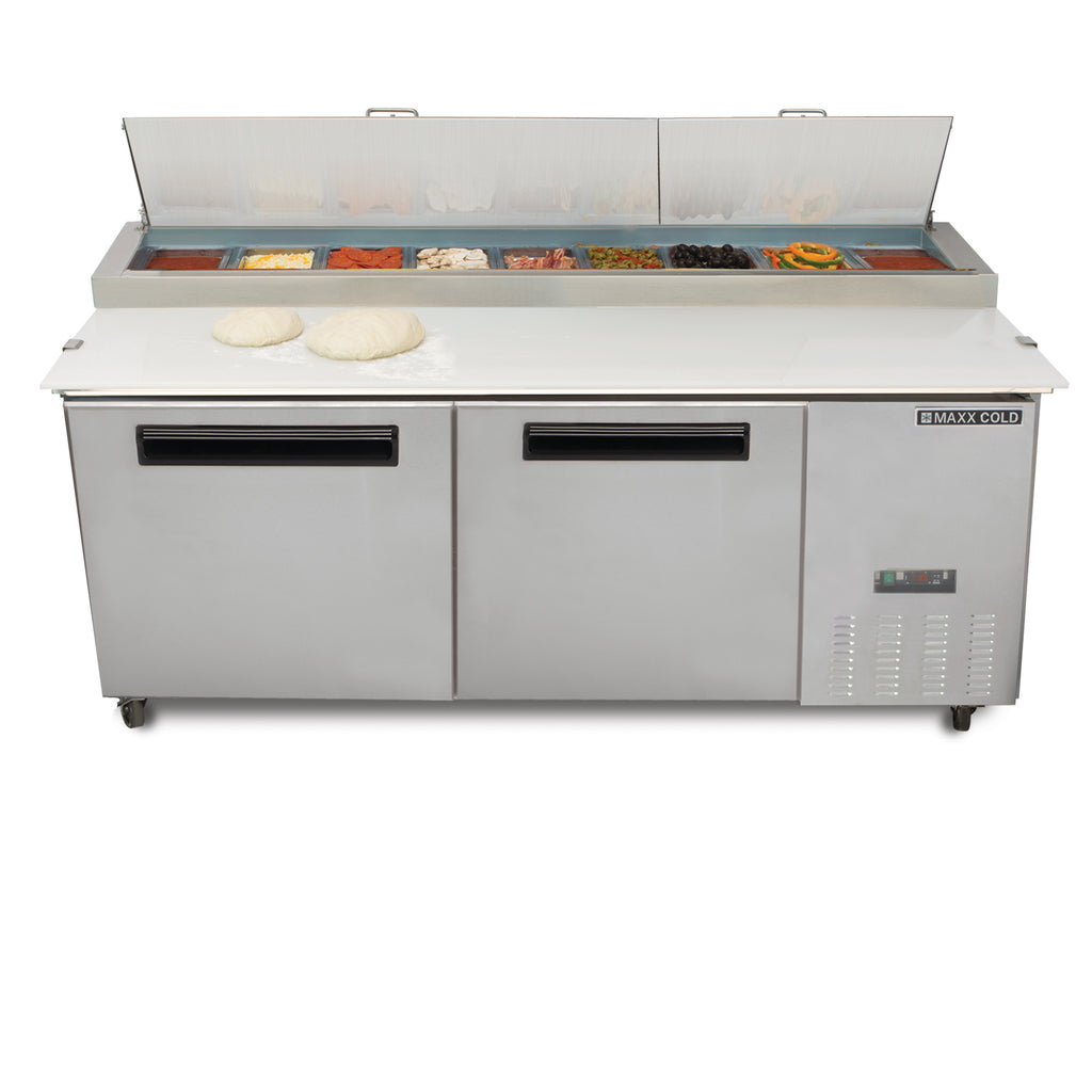Maxx Cold Two-Door Refrigerated Pizza Prep Table, 22 cu. ft. Storage Capacity, in Stainless Steel MXCPP70HC