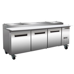 Maxx Cold Three-Door Refrigerated Pizza Prep Table, 32 cu. ft. Storage Capacity, in Stainless Steel MXCPP92HC