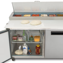 Maxx Cold Three-Door Refrigerated Pizza Prep Table, 32 cu. ft. Storage Capacity, in Stainless Steel MXCPP92HC