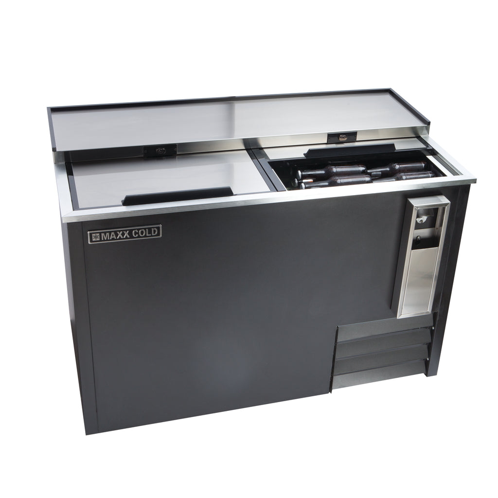 Maxx Cold Horizontal Bottle Cooler, 14 cu. ft. Storage Capacity, Black/Stainless Steel Top, Interior MXCR50BHC