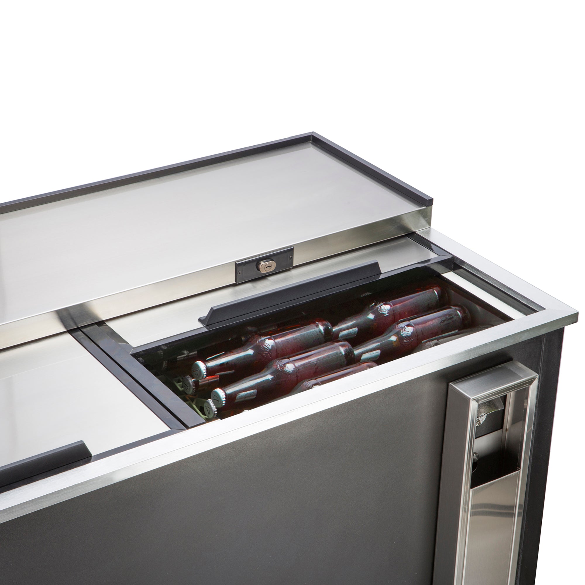 Maxx Cold Horizontal Bottle Cooler, 14 cu. ft. Storage Capacity, Black/Stainless Steel Top, Interior MXCR50BHC