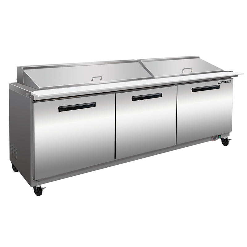 Maxx Cold Three-Door Refrigerated Megatop Prep Unit, 18 cu. ft. Storage Capacity, in Stainless Steel MXCR72MHC