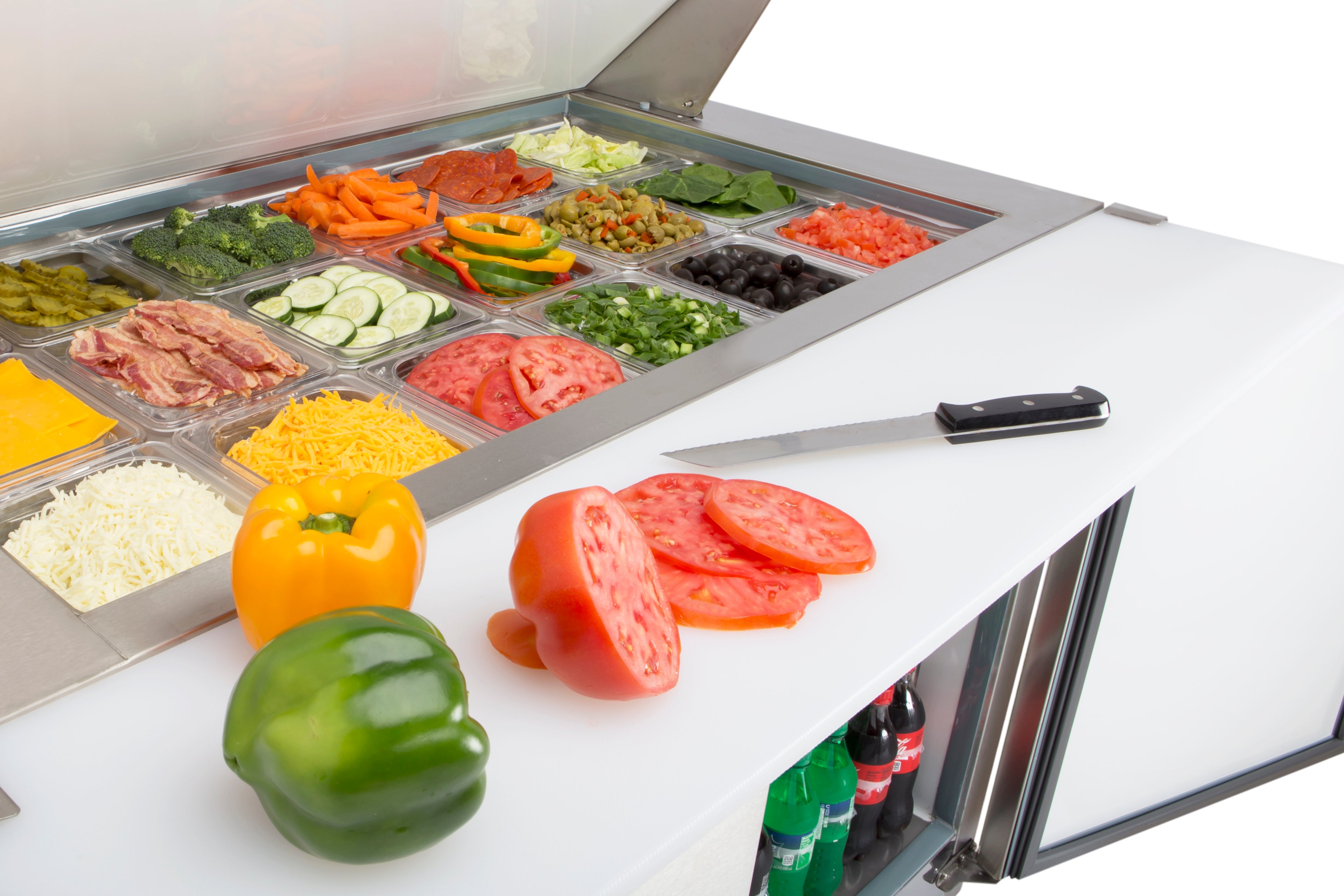 Maxx Cold Three-Door Refrigerated Megatop Prep Unit, 18 cu. ft. Storage Capacity, in Stainless Steel MXCR72MHC