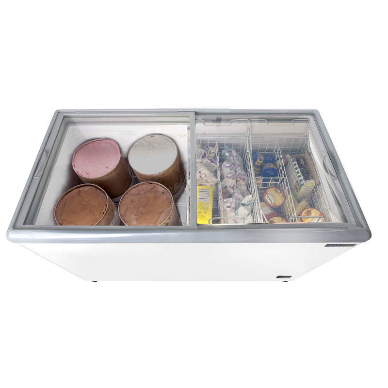Maxx Cold Sliding Glass Top Mobile Ice Cream Display Freezer, 11 cu. ft. Storage Capacity, in White MXF52F