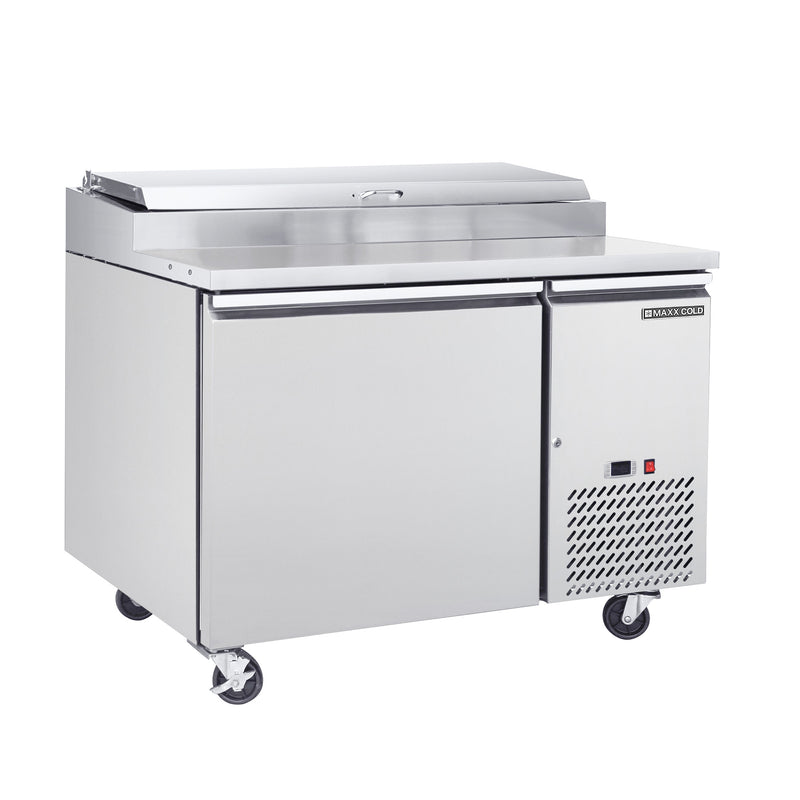 Maxx Cold One-Door Refrigerated Pizza Prep Table, 10.95 cu. ft. Storage Capacity, in Stainless Steel MXSPP50HC