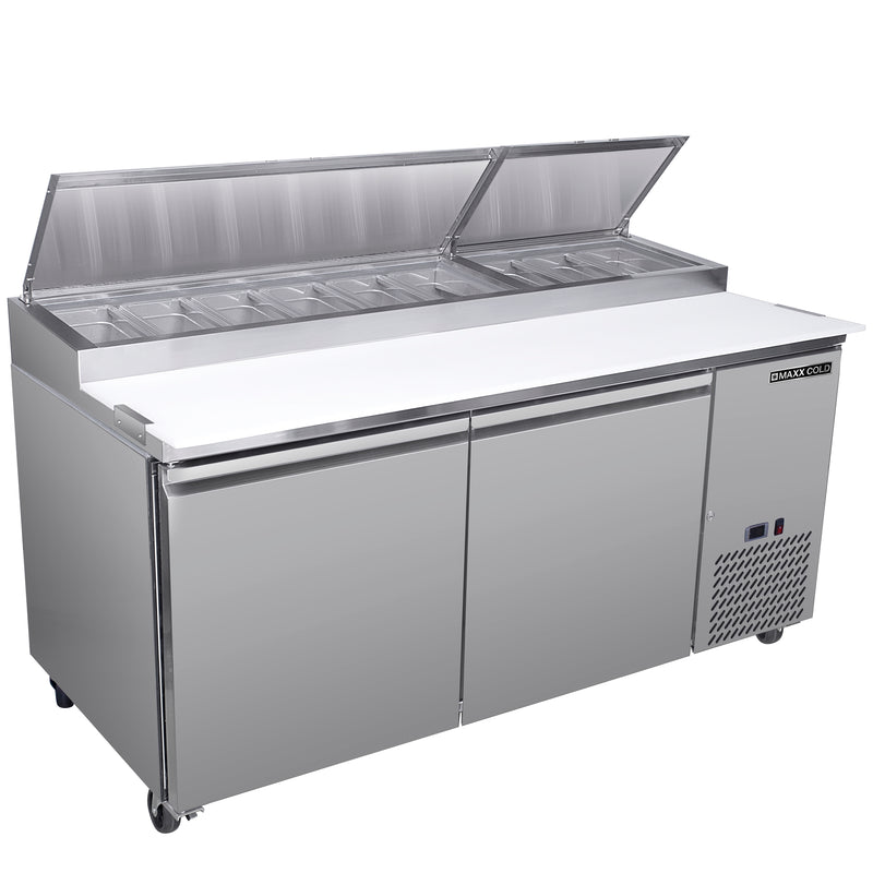 Maxx Cold Two-Door Refrigerated Pizza Prep Table, 20.91 cu. ft. Storage Capacity, in Stainless Steel MXSPP70HC