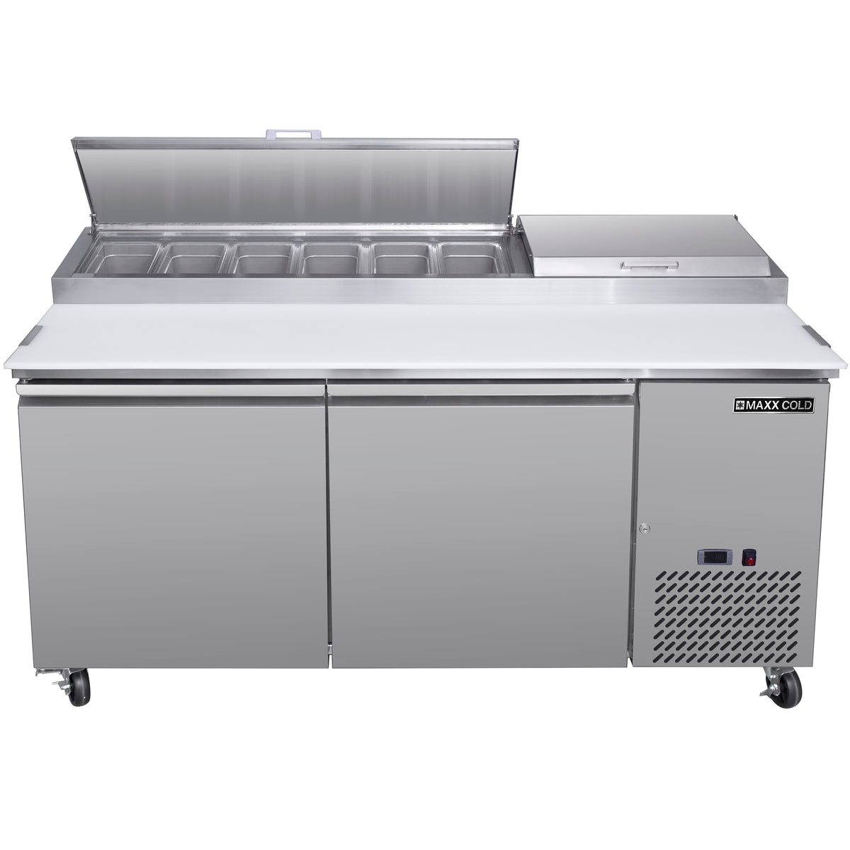 Cold Pre Table Maxx Cold Two-Door Refrigerated Pizza Prep Table, 20.91 cu. ft. Storag ...