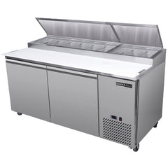 Maxx Cold Two-Door Refrigerated Pizza Prep Table, 20.91 cu. ft. Storage Capacity, in Stainless Steel MXSPP70HC