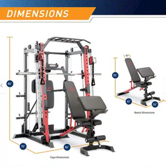 Marcy SM-7409 Smith Machine Cage Multi Purpose Home Gym Training System, White - 300