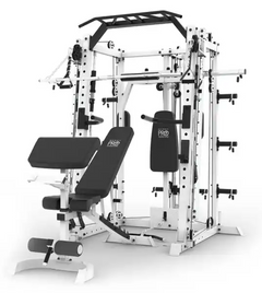 Marcy SM-7409 Smith Machine Cage Multi Purpose Home Gym Training System, White - 300