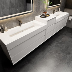 Moreno Bath MAX 104" Double Floating Bathroom Vanity with FLX16 Acrylic Sink & Small Side Cabinet MAX16-8420D