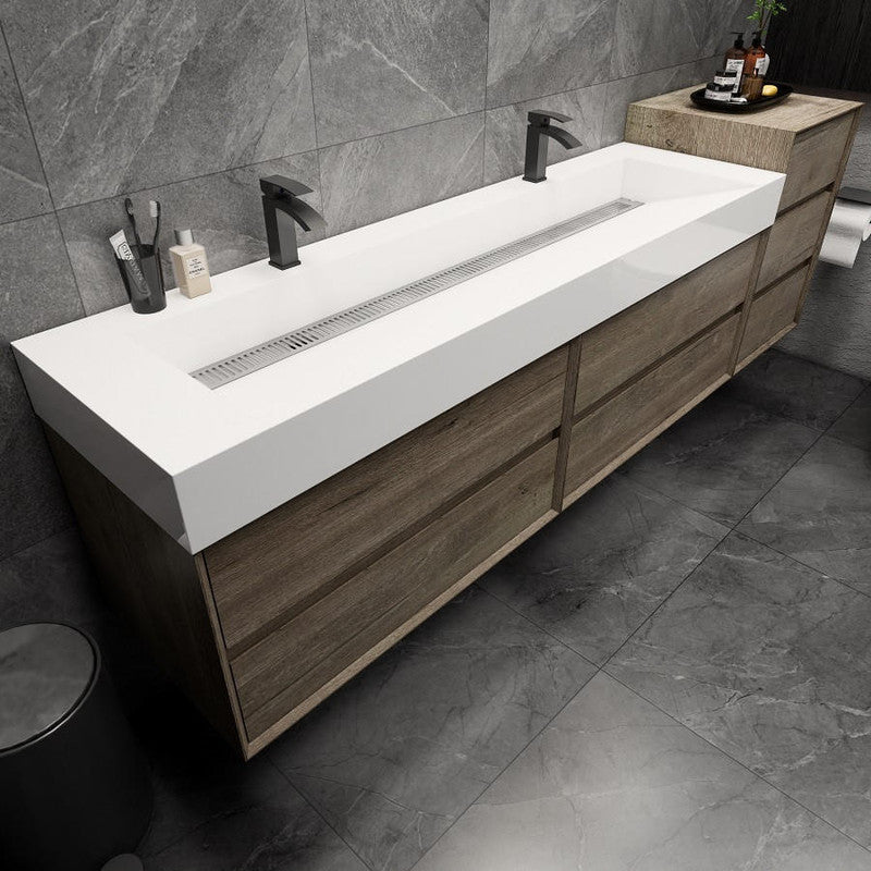 Moreno Bath MAX 104" Floating Bathroom Vanity with FLX16 Acrylic Sink & Small Side Cabinet MAX16-8420