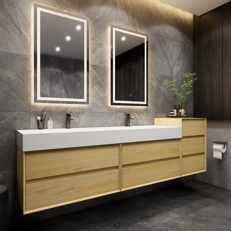 Moreno Bath MAX 104" Floating Bathroom Vanity with FLX16 Acrylic Sink & Small Side Cabinet MAX16-8420