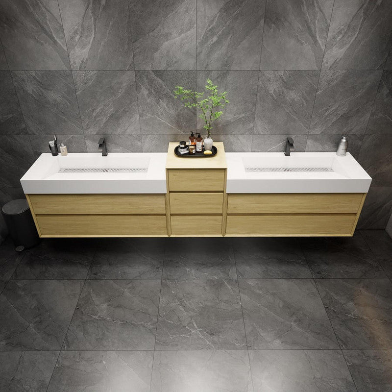 Moreno Bath MAX 104" Double Floating Bathroom Vanity with FLX16 Acrylic Sink & Small Side Cabinet MAX16-8420D