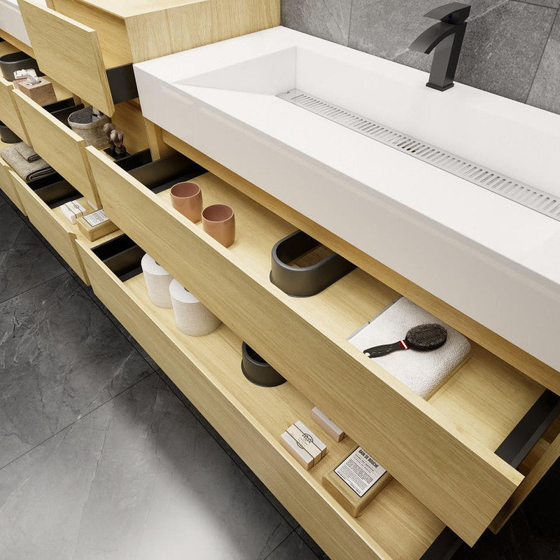 Moreno Bath MAX 104" Double Floating Bathroom Vanity with FLX16 Acrylic Sink & Small Side Cabinet MAX16-8420D