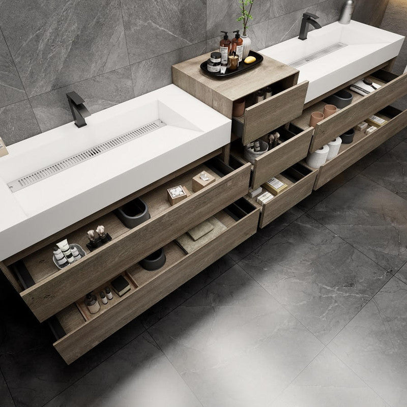 Moreno Bath 116" Floating Bathroom Vanity with FLX16 Acrylic Sink & Small Side Cabinet MAX16-9620