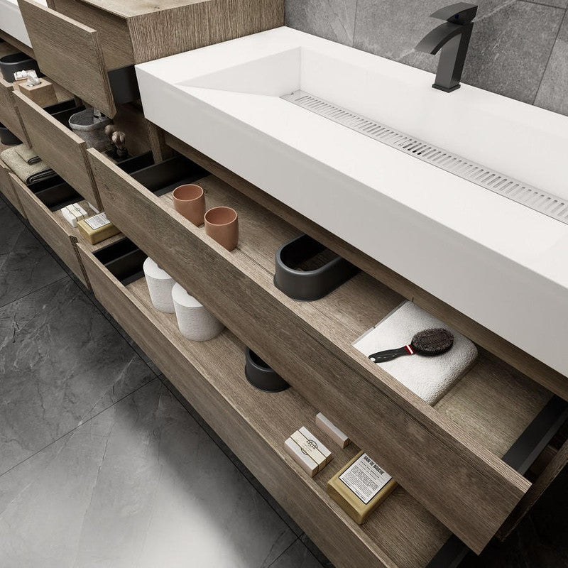 Moreno Bath 116" Floating Bathroom Vanity with FLX16 Acrylic Sink & Small Side Cabinet MAX16-9620