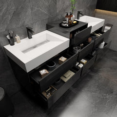 Moreno Bath MAX 80" Floating Bathroom Vanity with FLX16 Acrylic Single Sink Top Set & Small Side Cabinet MAX16-6020