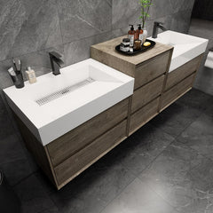 Moreno Bath MAX 80" Floating Bathroom Vanity with FLX16 Acrylic Single Sink Top Set & Small Side Cabinet MAX16-6020