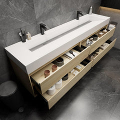 Moreno Bath MAX 84" Floating Bathroom Vanity with FLX16 Acrylic Sink/Double Faucet Holes MAX16-84D