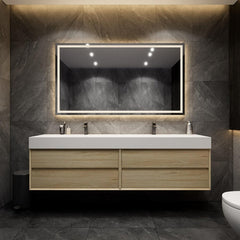 Moreno Bath MAX 84" Floating Bathroom Vanity with FLX16 Acrylic Sink/Double Faucet Holes MAX16-84D