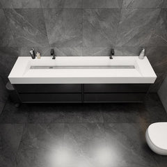 Moreno Bath MAX 84" Floating Bathroom Vanity with FLX16 Acrylic Sink/Double Faucet Holes MAX16-84D