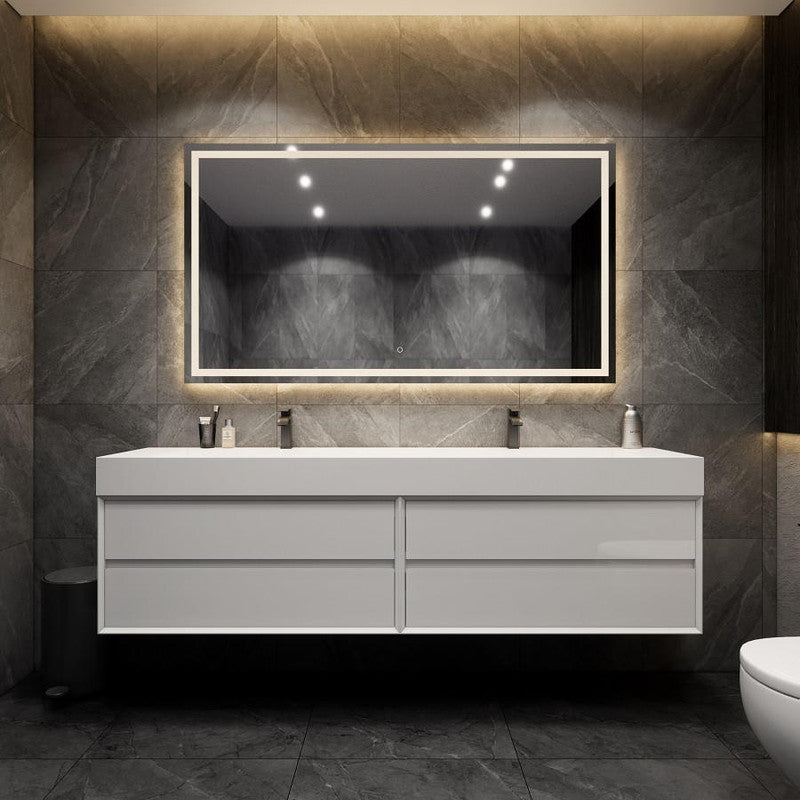 Moreno Bath MAX 84" Floating Bathroom Vanity with FLX16 Acrylic Sink/Double Faucet Holes MAX16-84D