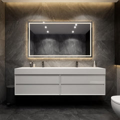 Moreno Bath MAX 84" Floating Bathroom Vanity with FLX16 Acrylic Sink/Double Faucet Holes MAX16-84D