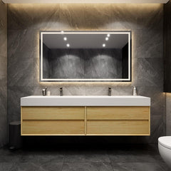 Moreno Bath MAX 84" Floating Bathroom Vanity with FLX16 Acrylic Sink/Double Faucet Holes MAX16-84D