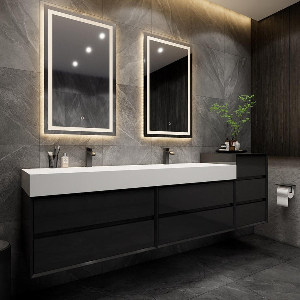 Moreno Bath MAX 92" Floating Bathroom Vanity with FLX16 Acrylic Sink W/Small Side Cabinet MAX16-7220