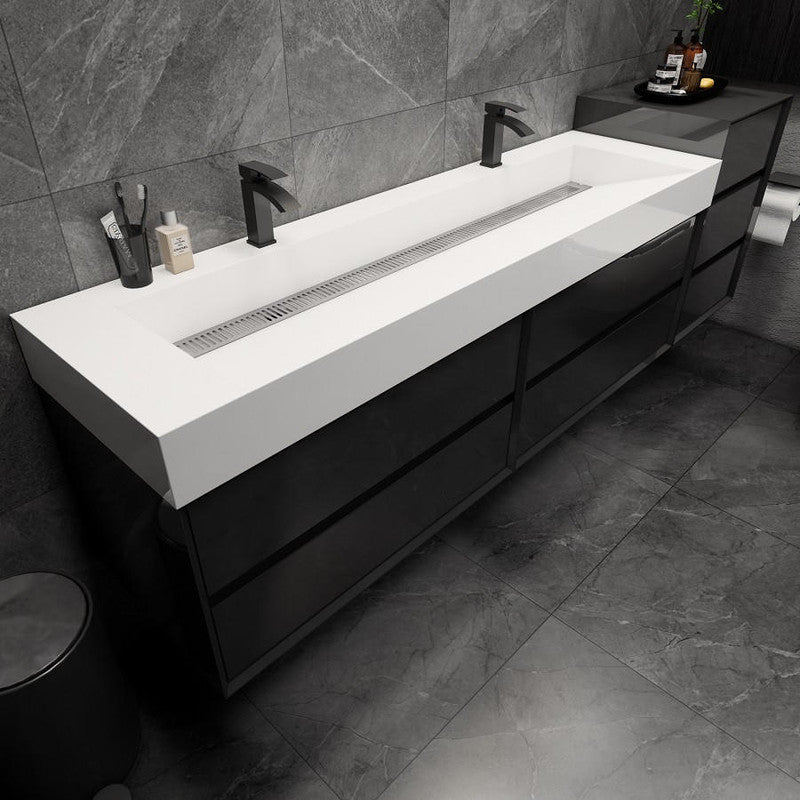 MAX 92 Double Floating Bathroom Vanity with FLX16 Acrylic Sink W