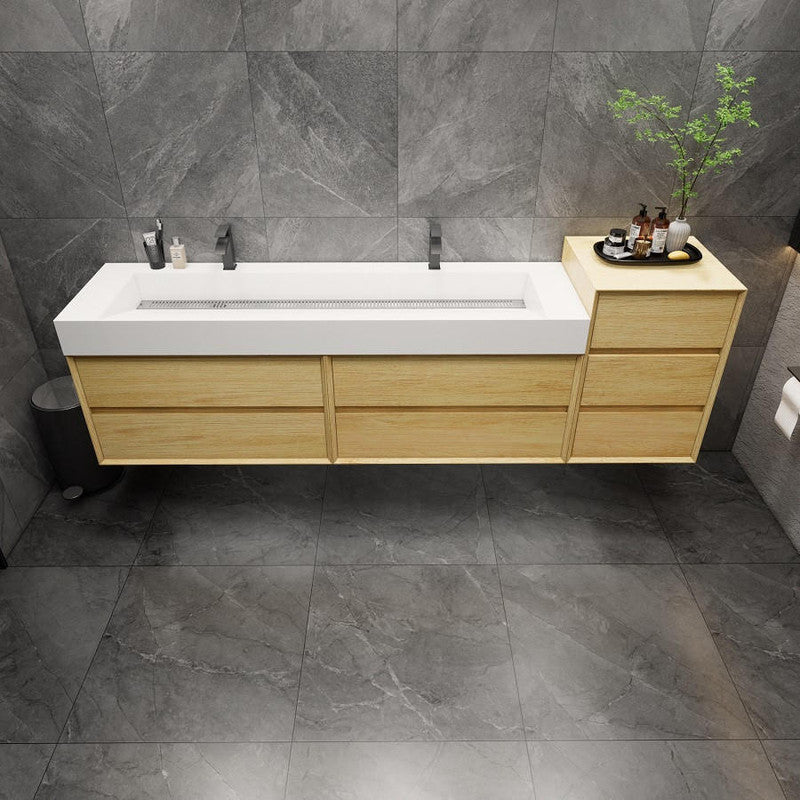 Moreno Bath MAX 92" Floating Bathroom Vanity with FLX16 Acrylic Sink W/Small Side Cabinet MAX16-7220
