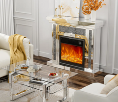 Merrissa Mirrored Electric Fireplace TV Stand with Electronic Fireplace