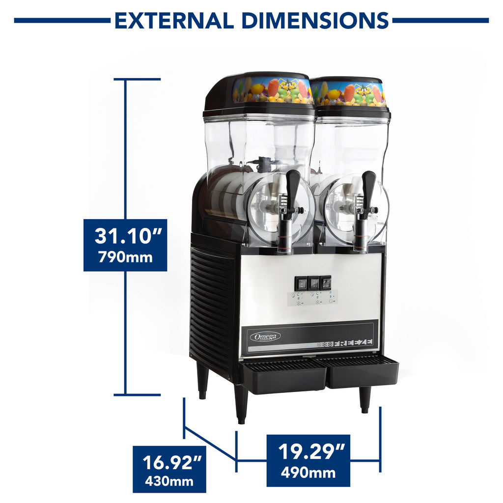 Omega Frozen Double Chamber 3-Gallon Bowl Granita Machine, in Black/Stainless Steel OFS20