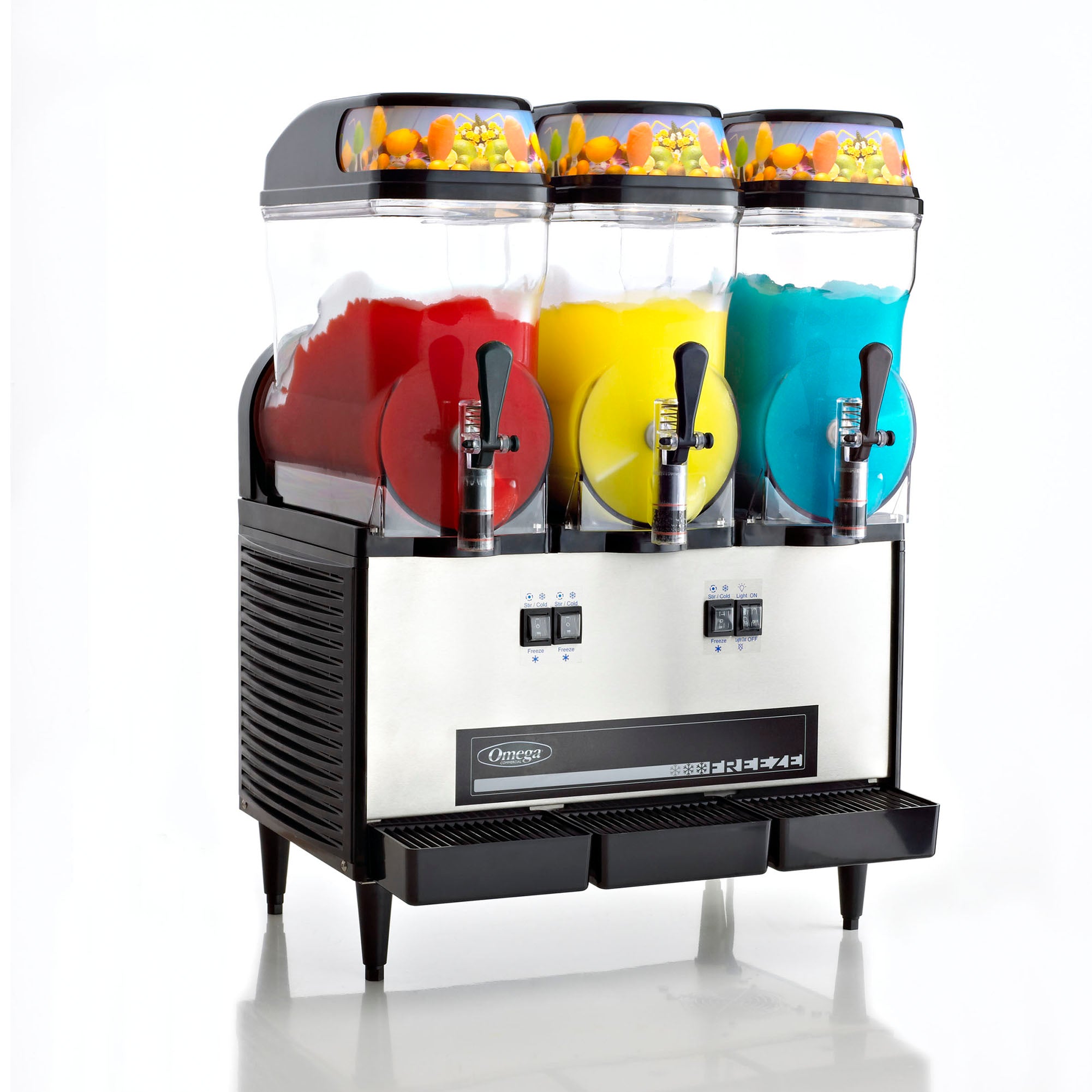 Omega Frozen Triple Chamber 3-Gallon Bowl Granita Machine, in Black/Stainless Steel OFS30