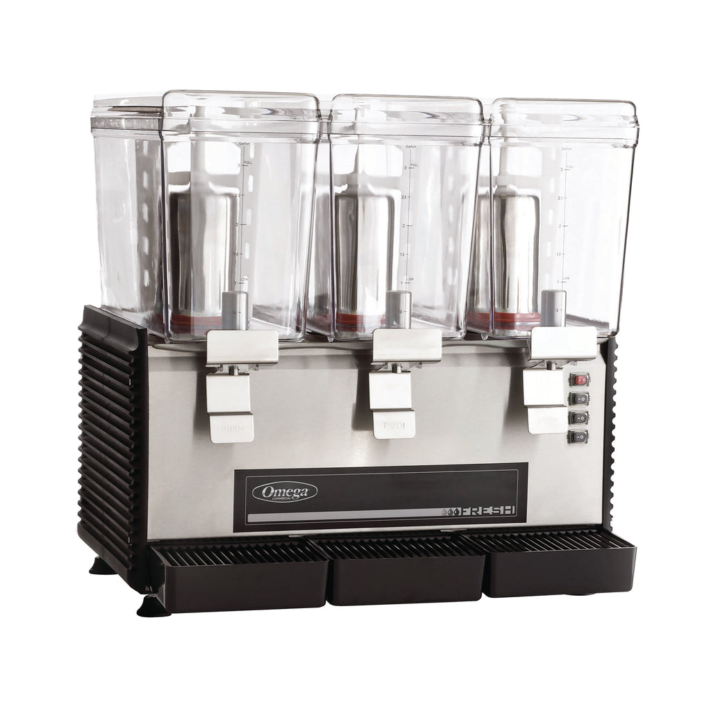 Omega Fresh Triple Chamber 3-Gallon Bowl Drink Dispenser, in Black/Stainless Steel OSD30