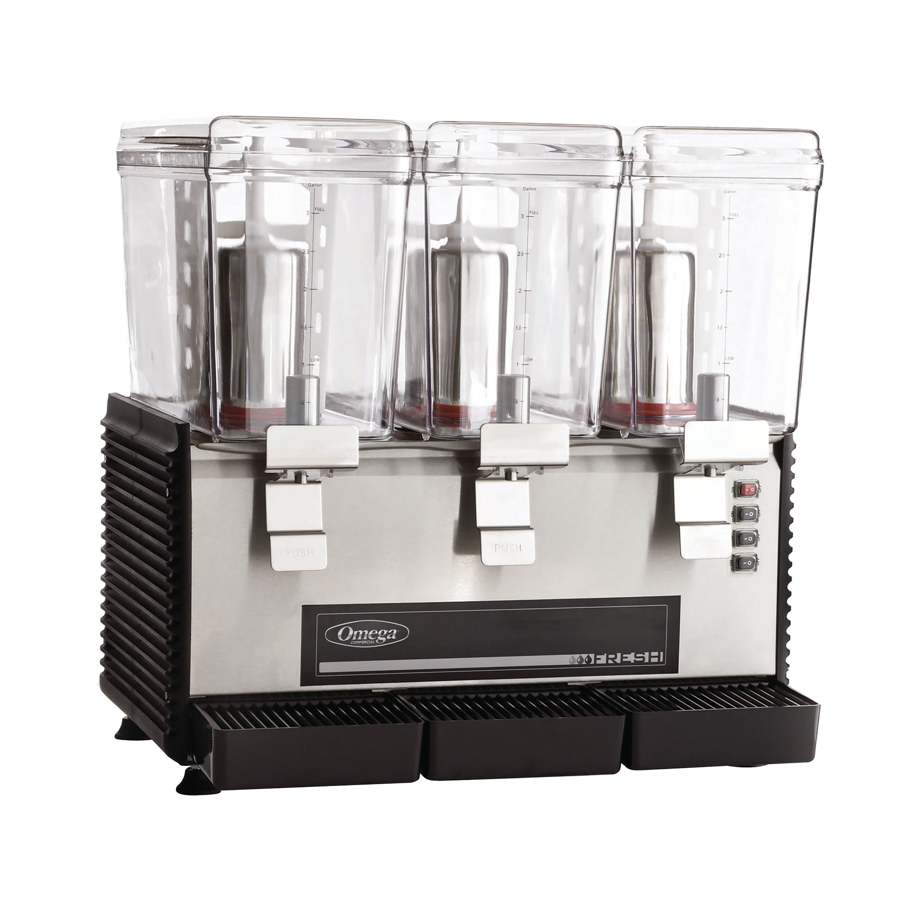 Omega Fresh Triple Chamber 3-Gallon Bowl Drink Dispenser, in Black/Stainless Steel OSD30