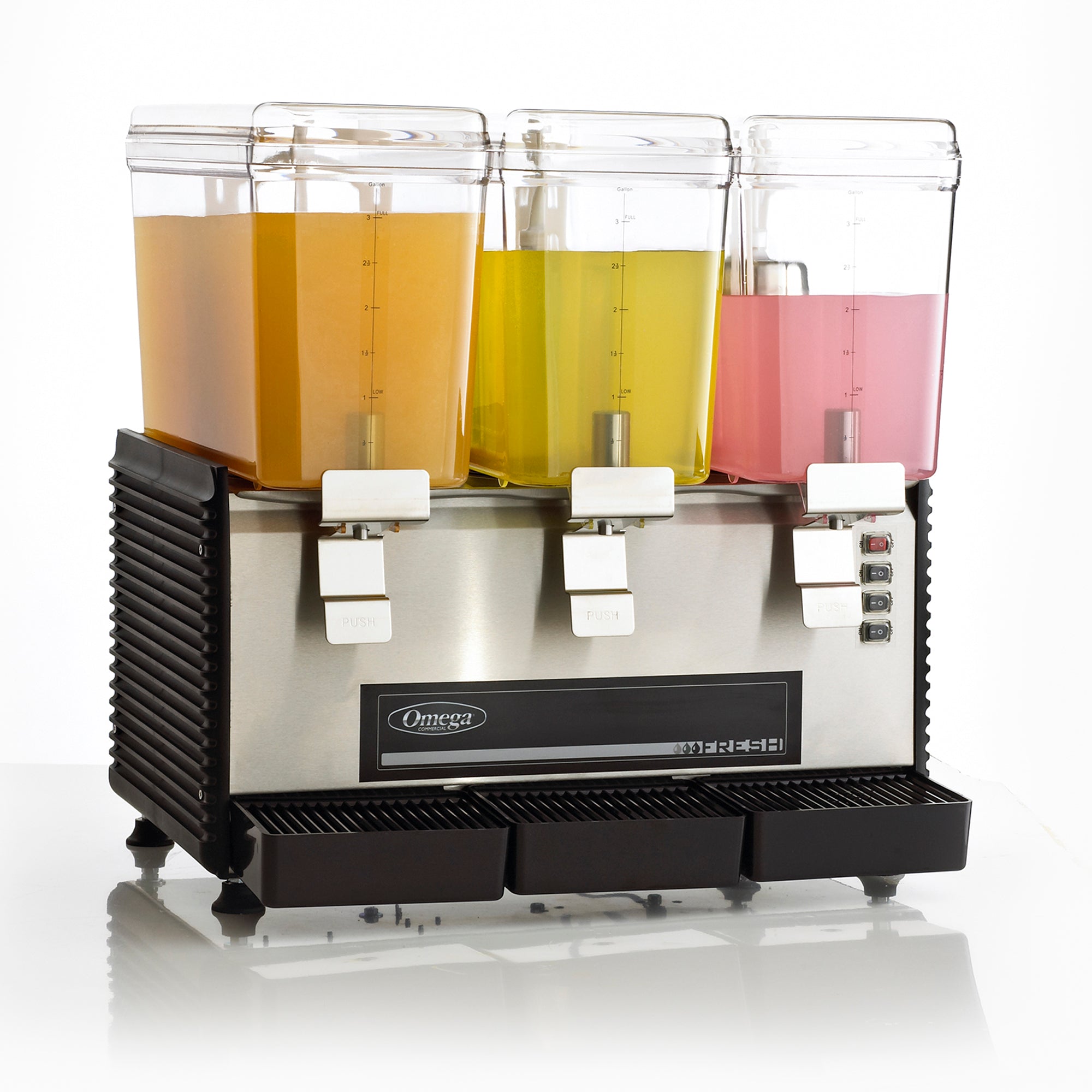 Omega Fresh Triple Chamber 3-Gallon Bowl Drink Dispenser, in Black/Stainless Steel OSD30