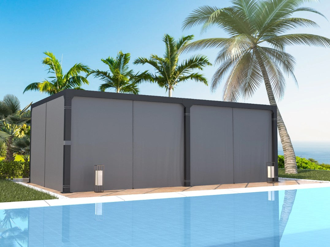 EROMMY 12x24 Adjustable Louvered Pergola with Waterproof Roof EY-WQG-205BK